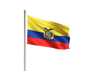 Ecuador national flag waving in isolated white background. Ecuador flag. 3D illustration