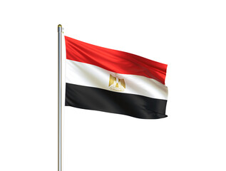 Egypt national flag waving in isolated white background. Egypt flag. 3D illustration