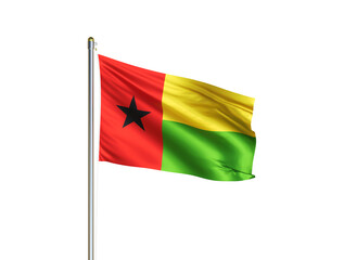 Fototapeta na wymiar Guinea-Bissau national flag waving in isolated white background. Guinea-Bissau flag. 3D illustration
