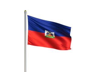 Haiti national flag waving in isolated white background. Haiti flag. 3D illustration