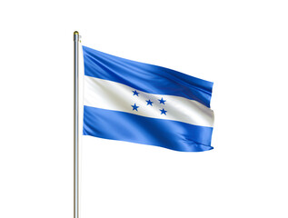 Honduras national flag waving in isolated white background. Honduras flag. 3D illustration