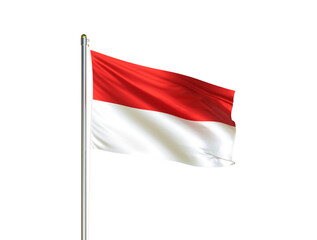 Fototapeta na wymiar Indonesia national flag waving in isolated white background. Indonesia flag. 3D illustration