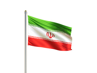 Naklejka premium Iran national flag waving in isolated white background. Iran flag. 3D illustration