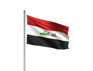 Fototapeta na wymiar Iraq national flag waving in isolated white background. Iraq flag. 3D illustration