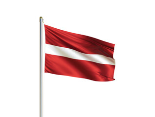 Latvia national flag waving in isolated white background. Latvia flag. 3D illustration