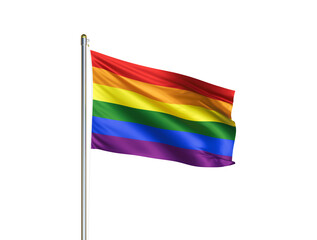 LGBT  flag waving in isolated white background. LGBT flag. 3D illustration