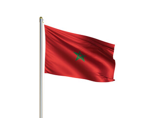 Obraz na płótnie Canvas Morocco national flag waving in isolated white background. Morocco flag. 3D illustration