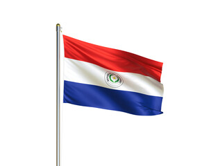 Paraguay national flag waving in isolated white background. Paraguay flag. 3D illustration