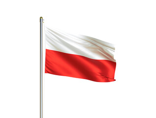 Fototapeta na wymiar Poland national flag waving in isolated white background. Poland flag. 3D illustration