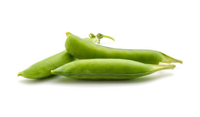 Photo of green peas isolated on white background