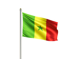 Senegal national flag waving in isolated white background. Senegal flag. 3D illustration