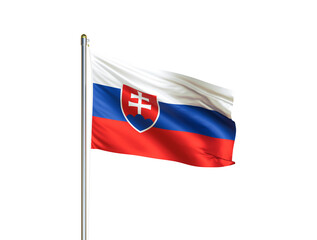 Slovakia national flag waving in isolated white background. Slovakia flag. 3D illustration