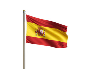 Spain national flag waving in isolated white background. Spain flag. 3D illustration