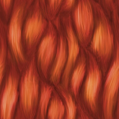 Abstract brown, red, and orange curly hair texture pattern background.	