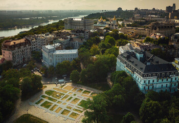 top view of the foundation of the Church of the Tithes, Volodymyrska street, Kyiv, Ukraine