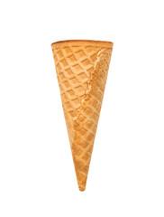 Empty ice cream conus isolated on white background.