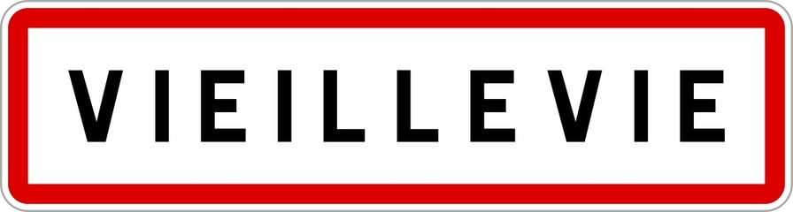 Panneau entrée ville agglomération Vieillevie / Town entrance sign Vieillevie
