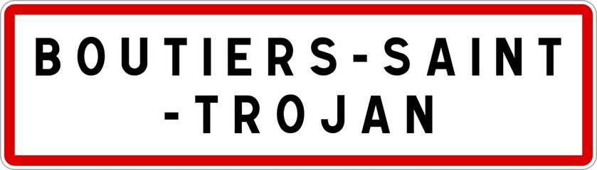 Panneau entrée ville agglomération Boutiers-Saint-Trojan / Town entrance sign Boutiers-Saint-Trojan