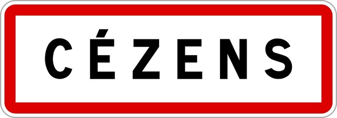 Panneau entrée ville agglomération Cézens / Town entrance sign Cézens