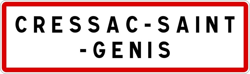 Panneau entrée ville agglomération Cressac-Saint-Genis / Town entrance sign Cressac-Saint-Genis