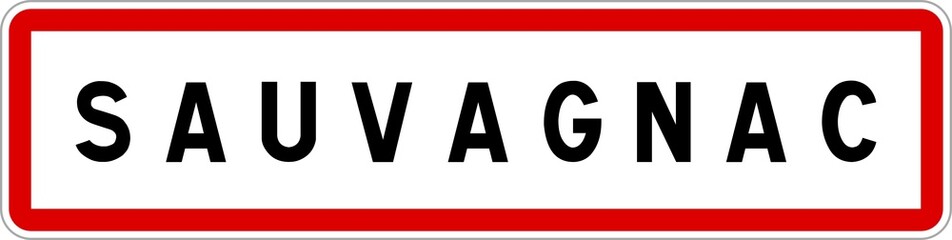 Panneau entrée ville agglomération Sauvagnac / Town entrance sign Sauvagnac