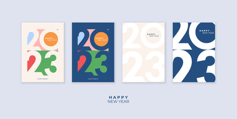 Cover design of 2023 happy new year. Strong typography. Colorful and easy to remember. Happy new year 2023 design poster.