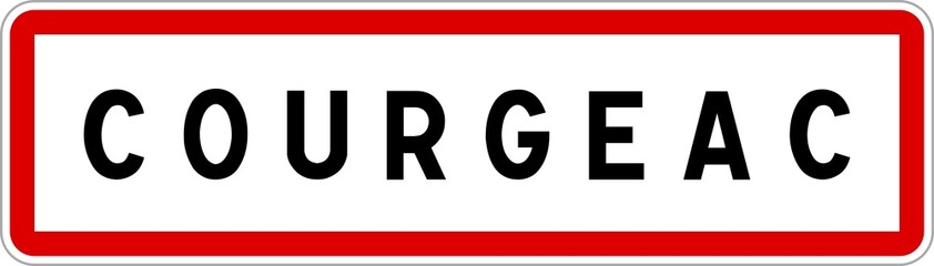 Panneau entrée ville agglomération Courgeac / Town entrance sign Courgeac
