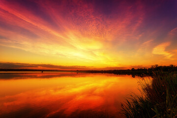 Beautiful sunset with clouds in the foreground