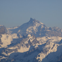 Fototapeta na wymiar Distant view of the Alpstein Range, Switzerland.