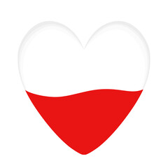 Heart-shaped icon with national flag of Poland isolated on white background. Vector illustration