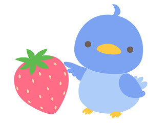 いちごと小鳥のイラスト