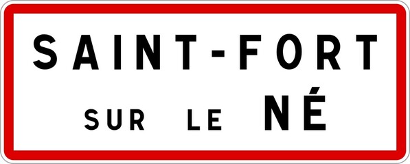 Panneau entrée ville agglomération Saint-Fort-sur-le-Né / Town entrance sign Saint-Fort-sur-le-Né