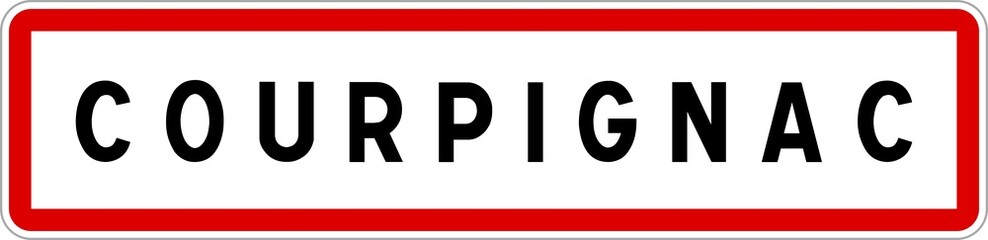 Panneau entrée ville agglomération Courpignac / Town entrance sign Courpignac