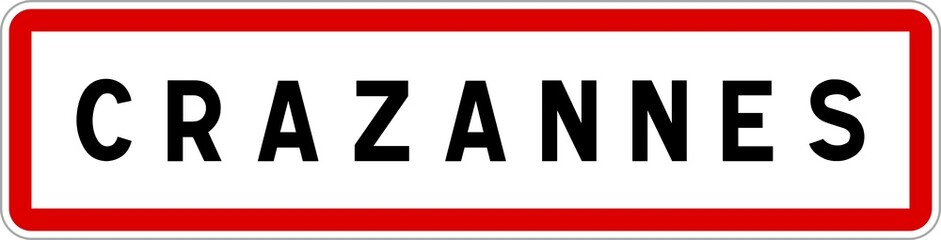 Panneau entrée ville agglomération Crazannes / Town entrance sign Crazannes