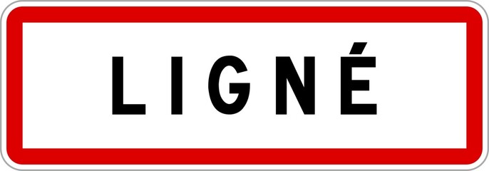 Panneau entrée ville agglomération Ligné / Town entrance sign Ligné