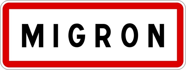 Panneau entrée ville agglomération Migron / Town entrance sign Migron