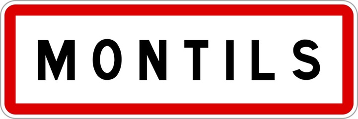 Panneau entrée ville agglomération Montils / Town entrance sign Montils