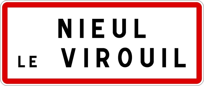 Panneau entr&eacute;e ville agglom&eacute;ration Nieul-le-Virouil / Town entrance sign Nieul-le-Virouil