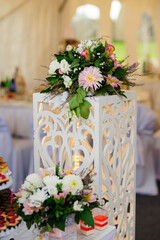 Beautiful flowers in festive decoration