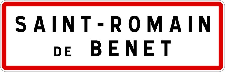 Panneau entrée ville agglomération Saint-Romain-de-Benet / Town entrance sign Saint-Romain-de-Benet