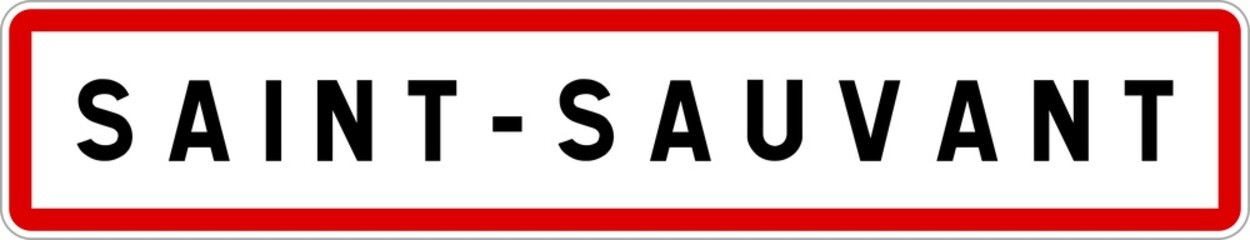 Panneau entrée ville agglomération Saint-Sauvant / Town entrance sign Saint-Sauvant