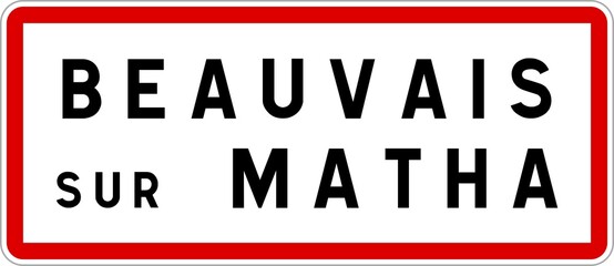 Panneau entrée ville agglomération Beauvais-sur-Matha / Town entrance sign Beauvais-sur-Matha