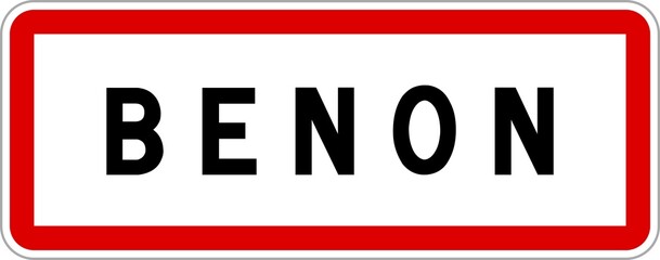Panneau entrée ville agglomération Benon / Town entrance sign Benon