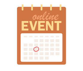 Online event calendar icon. Date circled on wall calendar. Vector flat illustration
