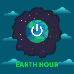 Illustration of an earth hour with a background between night and day