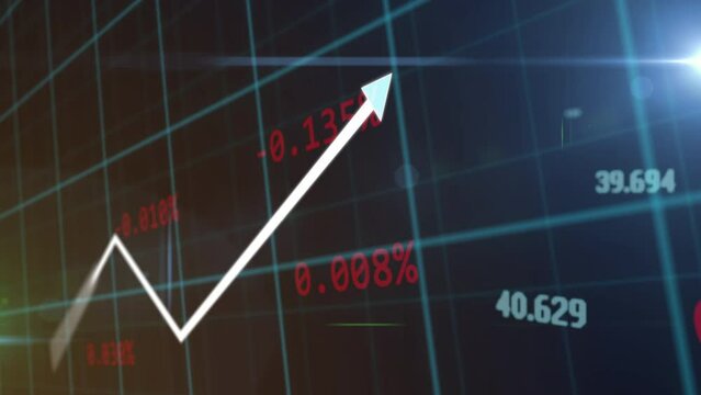 Financial statistics graph rising retail prices in market and inflation rate, crisis concept. Animation Rendering