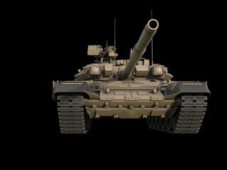Fototapeta na wymiar Powerfull military tank - desert sand color - low angle front view