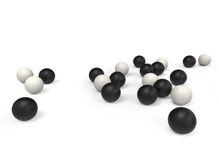 Black and white balls on white background
