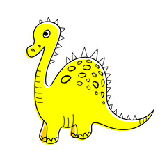Nice funny doddle dinosaur isolated icon on white background. Vector illustration for textile, wallpaper, prints, fabric, clothes for children.