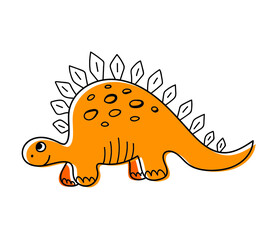 Nice funny doddle dinosaur isolated icon on white background. Vector illustration for textile, wallpaper, prints, fabric, clothes for children.